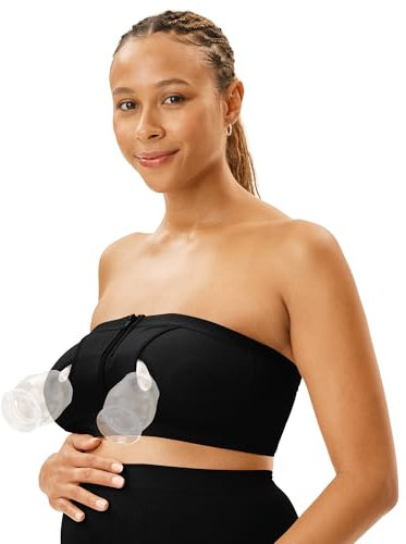 Motherhood Maternity Pump Strap Hands-Free Pumping Bra, Breast Pump Bra for Breastfeeding Pumps for Women, Core Black, L