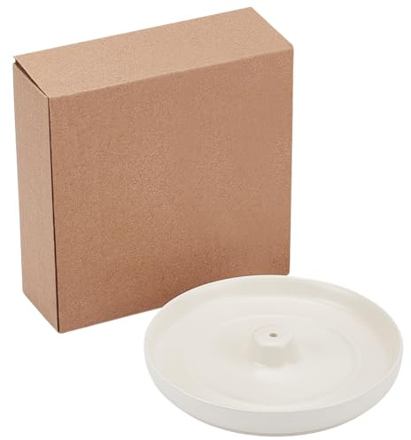 WEBEEDY Porte Encens Blanc en Céramique Porte Encens Circulaire de 10.6cm pour Bâtonnets D'Encens avec Support pour Cendres (Bâtonnets D'Encens Non Inclus)