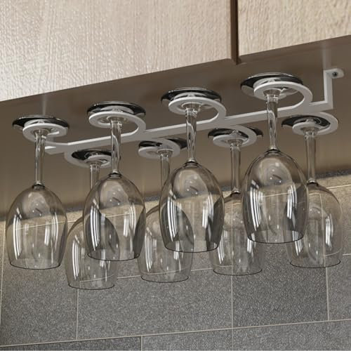 KUANGGE Portabicchieri a Farfalla sottopensile, portabicchieri per Bicchieri da Vino e calici, portabicchieri da Appendere, portabicchieri in Metallo per Cucina, Bar e Ristorante (Nero, 36 x 18 cm)