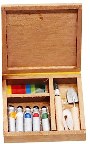 Abaodam Mini Meubles De Maison Boîte De Peinture Bois Mini Décoration De Table Boîte De Peinture Décorative pour Maison