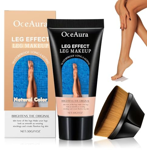 Wasserfest Bein-Make-up ohne Übertragung,Leg Makeup Concealer | Bein Make up Lotion mit Bräunungspinsel,wasserdicht Abdeckcreme,Tattoo Abdecken Make Up,Langlebig Abdecken (Natur)