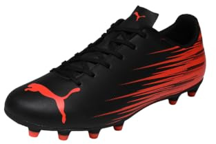 PUMA Chaussures de Football ATTACANTO II FG/AG pour Homme, Noir-Rouge Brillant, Pointure 41, Puma Noir et Rouge, 41 EU