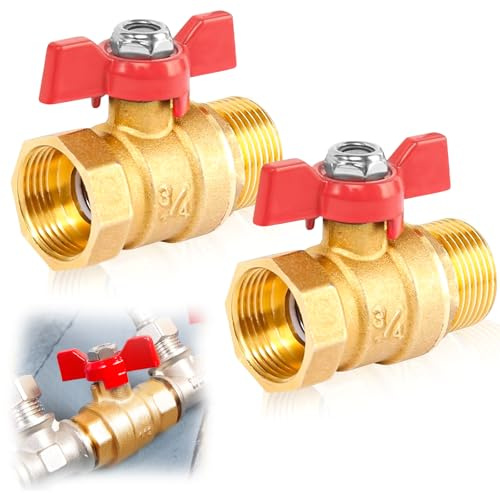 2 Stück Kugelhahn 3/4 Zoll mit Innen- und Außengewinde, Absperrhahn, Kugelventil, Hochwertiges Messing, Absperrventil für Wasserleitungen/Wasserhahn