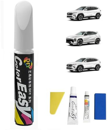 Treesiche Retouche de Peinture pour Hyundai, Stylo Efface Rayure Voiture, Stylo de Retouche 2 en 1 Avec Pinceau Efface Rayure Voiture, Polar White (PYW)