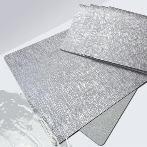 Hochwertige Platzsets Leder mit mitierter Metallglanz, Platzdeckchen Rutschfester, Tischuntersetzer abwaschbar-hitzebeständig-zuschneidbar. 6er Set Tischsets Abwaschbar aus Kunststoff für Outdoor