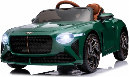 Playhouse Bentley BACALAR, Bluetooth, Lizenz, Ledersitz, 2 Stoßdämpfer, Eva Räder, 12V 9ah, Fernbedienung,Kinder Elektroauto, Kinderauto Kinderfahrzeug (Grün)