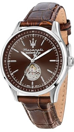 Maserati Herrenuhr, Automatik, Nur Zeit, 42 mm, SORPASSO Kollektion, Braunes Lederarmband - R8821124002
