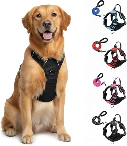Fellstern Anti-Zieh-Geschirr,Anti Zieh Geschirr für Hunde,Anti-Zieh Hundegeschirr mit Step-in Design – Atmungsaktiv & Gepolstert – Für entspanntes Spazierengehen – Kontrolle ohne Ziehen (Schwarz, S)
