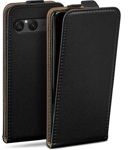 moex Flip Case für Sony Xperia 10 VII Hülle klappbar mit 360 Grad Schutz, Handyhülle mit Displayschutz, PU Leder Handytasche Lederhülle, Flip Case Cover Klapphülle, Schwarz