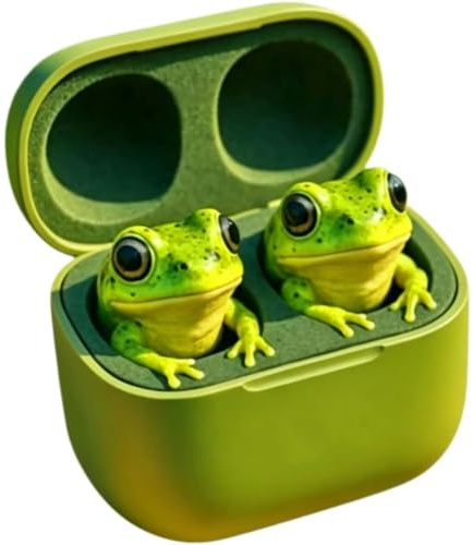 Frog Earbuds Wireless Bluetooth, Cute Animal Shaped Bluetooth Earbuds with Charging Case, Wireless in Ear, Deep Bass, Noise Reduction, IPX4 Waterproof, Gift for Kids and Adults (Frog)