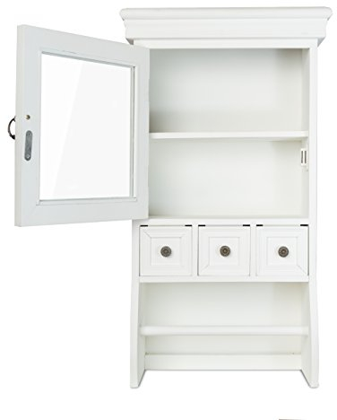elbmöbel H60 x B34 x T16cm Wandschrank Küchenschrank Landhaus weiß Holz Schrank Gewürzregal Badschrank (H60 x B34 x T16cm)