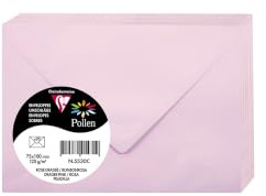 Clairefontaine 5530C - Packung mit 20 Umschlägen Pollen 7,5x10 cm, 120g, gefüttert, ideal für Einladungen und Korrespondenz, Premium glattes Papier, Zartrosa, 1 Pack