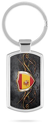 Schlüsselanhänger mit Gravur Wunschtext Name Spanien Fahne 3