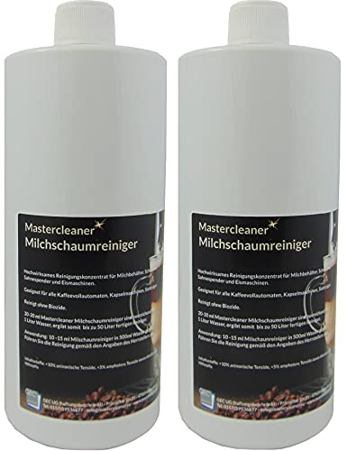 Mastercleaner Milchschaumreiniger Milchdüsenreiniger Milchsystemreiniger für Kaffeevollautomaten Kapsel und Pad Maschine 2 x 1L