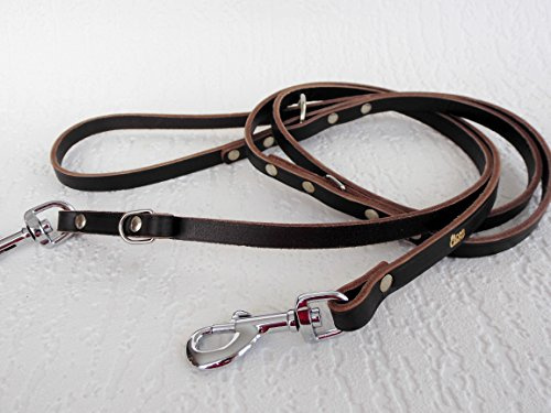 HUNDELEINE, Leine, Leder 200cm/10mm, BRAUN (schmall für kleine Hunde) 1-3-348