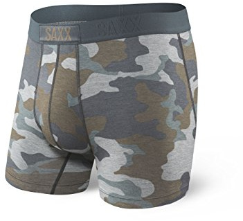 Saxx Men's Underwear Herrenunterwäsche - Vibe Super Weich Boxershorts mit integrierter Pouch TM Unterstützung – Unterwäsche für Herren, Grau Supersized Camo, Klein