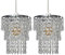 MiniSun | Modern Chrome Chandeliers with Clear Acrylic Jewel Droplets | Pendant Lights, Home Décor & Improvement Essential | Set of 2 | 200mm Shade Width