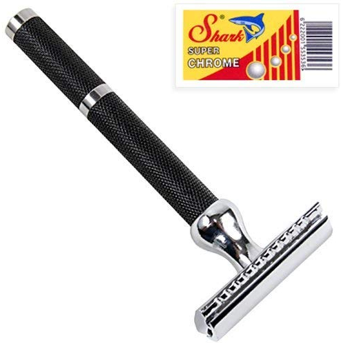 Parker Safety Razor Modell 71R, HochwertigSchwarz Strukturierte Griff Safety Razor & 5 Klingen