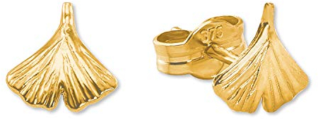 Amor Ohrstecker Damen Ohrschmuck, 0,6 cm, Gold, Ginkgoblatt, Kommt in Schmuck Geschenk Box, 2013481