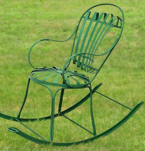 Casa Padrino Garden Rocking Chair 46 x 130 x H. 95 cm Handmade Wrought Iron Garden Furniture, color:green