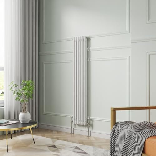 NRG 1500 x 290 mm Gloss White Vertical Cast Iron Radiator Double Panel