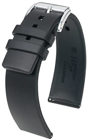HIRSCH Unisex Caoutchouc Uhrenarmband Modell Pure 20 mm Schwarz