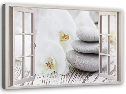 Feeby Impression sur toile 90x60 cm decoration chambre - tableau decoration murale Tableau Paysage - Nature Fenêtre - decoration maison - Tableau Moderne - toile peinture - ART - poster mural