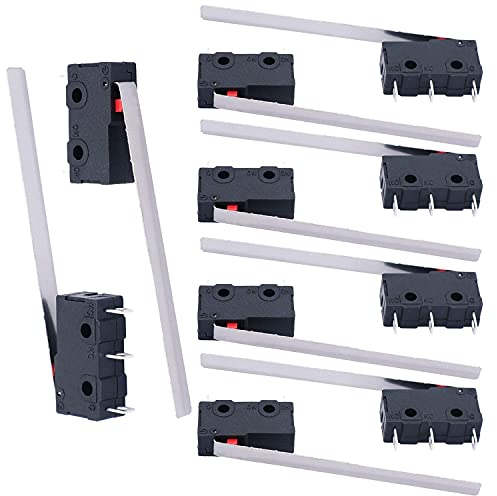 mxuteuk 10 pezzi mini micro interruttore di finecorsa Molto lungo diritto cerniera leva braccio interruttore a scatto pulsante tipo 3 pin 5A 125 250V AC SPDT 1NO 1NC KW11-3Z04
