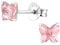 925 Sterling Silver with sparkling crystals small butterfly stud earrings women girls 5mm sparkly light rose pink anti allergy hypoallergenic nickel free jewellery ladies sensitive ears gift box