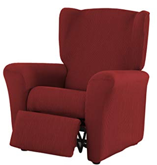 Estoralis | Berta Moderner Design-Relax-Sesselbezug | Elastischer Jacquardstoff | Rot | Für Relaxsessel von 70 bis 90 cm. | Sesselschutz | Anpassbar an alle Arten von Sesseln