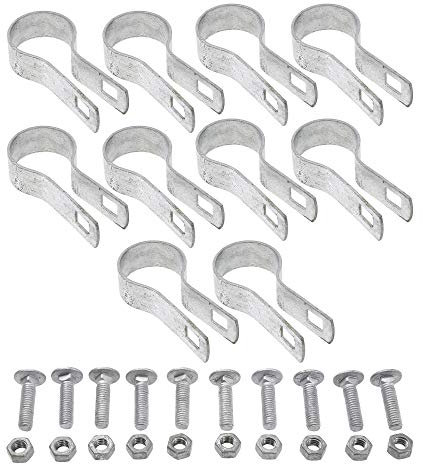 Plum Fittings Tension Bands with Bolts & Nuts for Chain Link Fence (1-3/8) 10 PK
