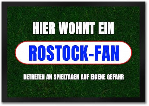 speecheese Hier wohnt EIN Rostock-Fan Fußmatte in 35x50 cm mit Rasenmotiv Sportfan Rostock Sport Deutschland Kult