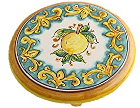 ILAB Porta caffettiera in ceramica decorata a mano da ceramisti siciliani di Santo Stefano di Camastra limoni art 20