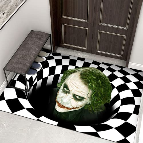 QQY Clown Trap Visueller Teppich, Halloween-3D-Illusions-Fußmatte, rutschfeste 3D-Falle visuelle Willkommens-Bodenteppich, Eingangsteppich für Wohnzimmer, Schlafzimmer B, 60 x 90 cm