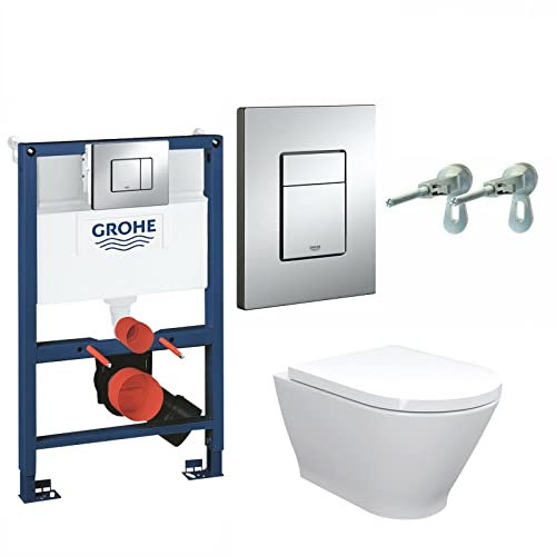 Rimless Toilet and Soft Close Seat Wc Frame Concealed Cistern Grohe 38773000 Complete Set