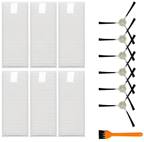 L/c Filtro de aspiradora para aspiradora robótica Lefant f1, 6 filtros Hepa, 6 cepillos laterales, 1 cepillo de limpieza, reutilizable, fácil de instalar
