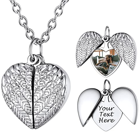 PROSTEEL Heart Locket Necklace with Picture Custom Necklaces for Women Mom Gift Open Heart Necklaces