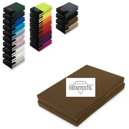 EXKLUSIV HEIMTEXTIL Jersey Spannbettlaken Premium Marke Doppelpack 140-160 x 200 cm 100% Baumwolle Öko - Tex Zertifiziert, Markenqualität, Matratzenhöhe bis 25 cm, Schokobraun
