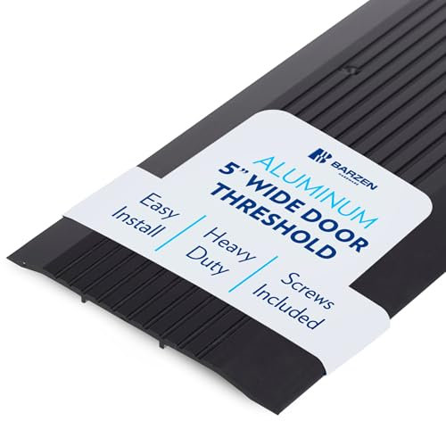 Barzen Aluminum Door Threshold Strip - Exterior Door Threshold for Doorways & Commercial Door Sill - ADA Wheelchair Compliance - Black Anodize - 5 Wide x 72 Long