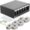 HB-DIGITAL 6-Port Patchpanel Patchfeld Verteilerfeld 1 HE 6x CAT 7 RJ45 Keystone Jack Modul vollgeschirmt STP 10 Gbps Kompatibel mit Verlegekabel Netzwerkkabel Ethernet LAN - Schwarz