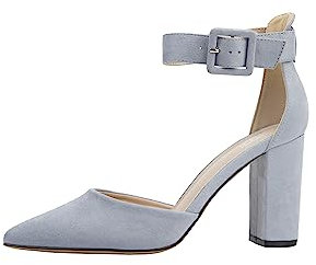 Rio Fiore Damen Pumps, Blau, 8,5cm Blockabsatz, Textil, Riemchenpumps, 7724-1-14 (Blue MF, 40EU)