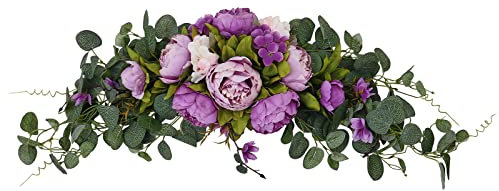 Künstliche Blumen Pfingstrosen Girlande 74,9 cm künstliche Seidenblumen Girlande künstlicher Blumenkranz für Hochzeit Bogen Party Zuhause Garten Spiegel Wanddekoration Hellviolett