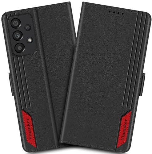 Vinanker Handyhülle für Galaxy A33 Hülle, Leder Klapphülle mit RFID Schutz Schutzhülle für Samsung Galaxy A33 5G (Schwarz)