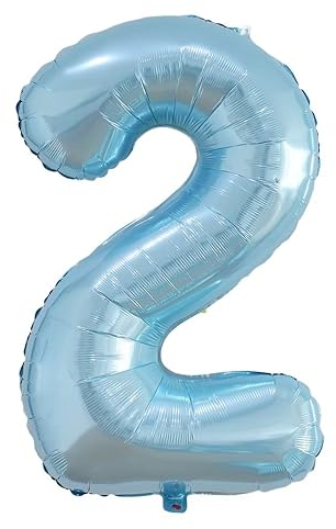 Vthoviwa 40 Zoll/18 Farbens Luftballon Zahlen 2 Perlblau, Luftballon 2. Geburtstag Foil Ballon, 0123456789,10-19,20-25,30,40,50,60,70,80,90, Folienballon 2 Party Dekoration Helium Unterstützen