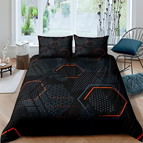 Bettwäsche 155X220 Cm Modisches Schwarzes Cooles Plaid Bettwäsche Anime Bettbezug Und 2 X 80X80Cm Kissenbezug, Weiche Flauschige Atmungsaktive,3D Bettwäsche,100% Mikrofaser - Anti-Allergie Anti-Fadin
