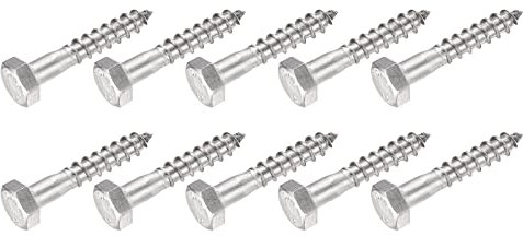 METALLIXITY Hex Tirefond Vis (M6x30mm)25pcs, 304 Inox Acier Autotaraudeurs Bois Boulons - pour Ménage Applications