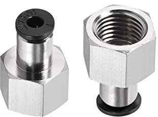 M METERXITY 2 Paquet 1/4PT Pousser verrouilleront Raccord - Droit Union Adaptateur, Pousser vers Connecter Raccords, Appliquer à Pneumatique Système (4mm, Argent)