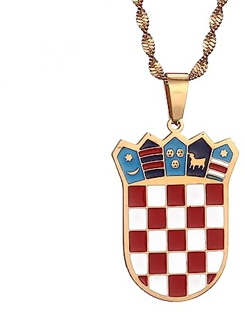 Halskette Anhänger Schmuck Kroatien-Flagge-Charm-Anhänger-Halsketten für Frauen und Mädchen, kroatischer Schmuck Weihnachtsgeschenke zum Geburtstag