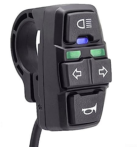 DAZZLEEX Interrupteur de klaxon de guidon de moto - Interrupteur de poignée - Clignotant - Bouton marche/arrêt - Étanche - Noir