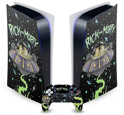Head Case Designs Officially Licensed Rick And Morty The Space Cruiser Graphics Vinyl Faceplate Gaming Skin Decal Compatible With Sony PlayStation 5 PS5 Digital Edition Console & DualSense Controller